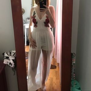 WHITE EMBROIDERED MAXI ROMPER